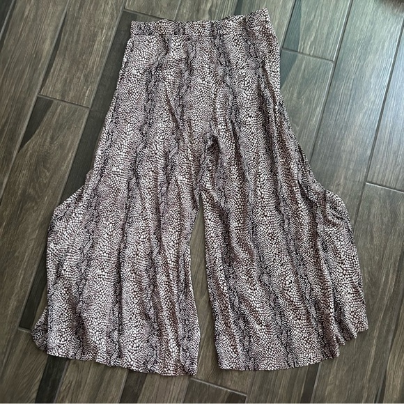 Anthropologie Snake Print Skirted Wide-Leg Pants in Brown Sz 10 - Picture 8 of 10